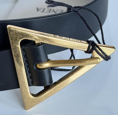 Bottega Veneta Triangle Calf Leather Black Belt 34/85 609275 ItalyNWT $450