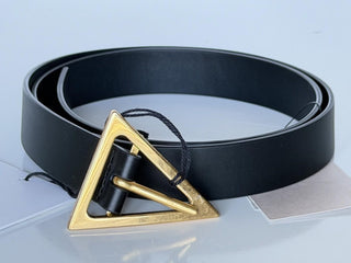 Bottega Veneta Triangle Calf Leather Black Belt 38/95 609275 Italy NWT $450