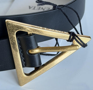 Bottega Veneta Triangle Calf Leather Black Belt 38/95 609275 Italy NWT $450