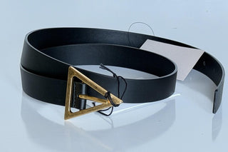 Bottega Veneta Triangle Calf Leather Black Belt 38/95 609275 Italy NWT $450