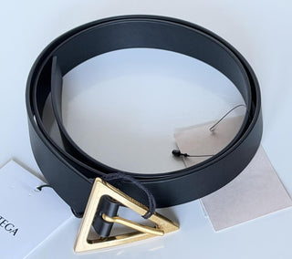 Bottega Veneta Triangle Calf Leather Black Belt 38/95 609275 Italy NWT $450