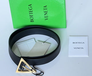 Bottega Veneta Triangle Calf Leather Black Belt 38/95 609275 Italy NWT $450