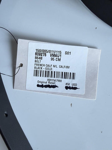 Bottega Veneta Triangle Calf Leather Black Belt 38/95 609275 ItalyNWT $450