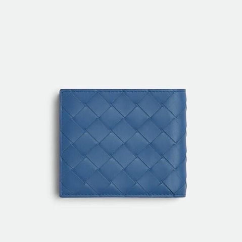 Bottega Veneta Intrecciato Leather Surf/Travertine Bi-fold Wallet 605721 IT NWT