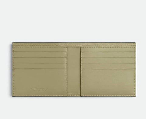 Bottega Veneta Intrecciato Leather Surf/Travertine Bi-fold Wallet 605721 IT NWT