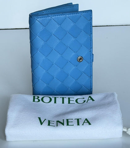 Bottega Veneta Nappa Leather Intrecciato Blue Wallet 609070 IT NWT $850
