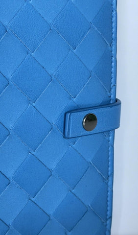 Bottega Veneta Nappa Leather Intrecciato Blue Wallet 609070 IT NWT $850