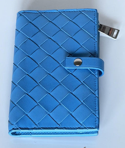 Bottega Veneta Nappa Leather Intrecciato Blue Wallet 609070 IT NWT $850