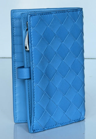 Bottega Veneta Nappa Leather Intrecciato Blue Wallet 609070 IT NWT $850