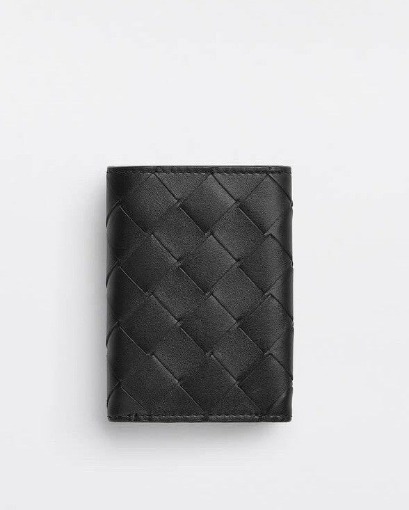 Bottega Veneta Tiny Tri-fold  Black/Papaya Wallet Leather 667036 NWT $690