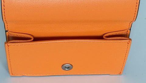 Bottega Veneta Tiny Tri-fold  Black/Papaya Wallet Leather 667036 NWT $690