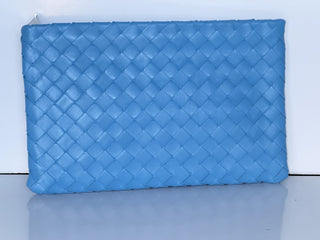 Bottega Venera Intrecciato Blue Leather Medium Pouch 608232 IT NWT $1450