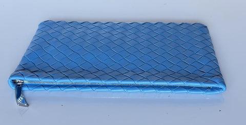 Bottega Venera Intrecciato Blue Leather Medium Pouch 608232 IT NWT $1450
