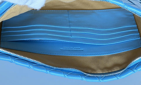 Bottega Venera Intrecciato Blue Leather Medium Pouch 608232 IT NWT $1450