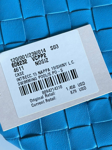 Bottega Venera Intrecciato Blue Leather Medium Pouch 608232 IT NWT $1450