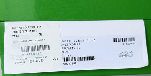 Bottega Veneta Women's Brown Espadrilles Shoes 8 US (38 Eu) 775340 NIB $1350