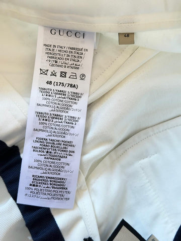 Gucci Double G Embroidery Men’s Short Pants White 32 US/48 Eu 746847 NWT $1250