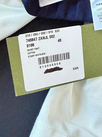 Gucci Double G Embroidery Men’s Short Pants White 32 US/48 Eu 746847 NWT $1250