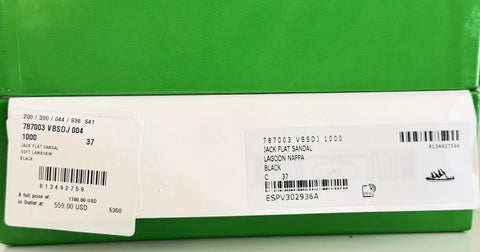 Bottega Veneta Soft Lambskin Leather Flat Sandals Black 7 US 787003 IT NIB $1100