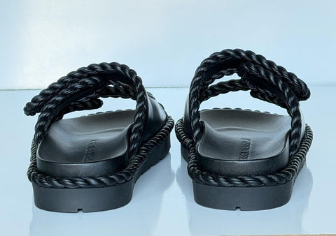 Bottega Veneta Soft Lambskin Leather Flat Sandals Black 10 US 787003 NIB $1100