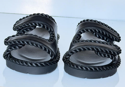 Bottega Veneta Soft Lambskin Leather Flat Sandals Black 10 US 787003 NIB $1100