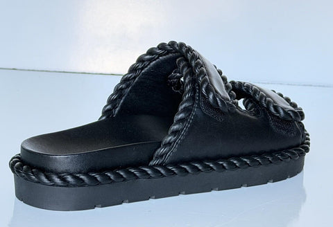 Bottega Veneta Soft Lambskin Leather Flat Sandals Black 10 US 787003 NIB $1100
