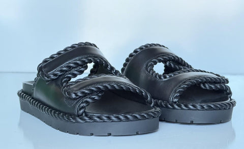 Bottega Veneta Soft Lambskin Leather Flat Sandals Black 10 US 787003 NIB $1100