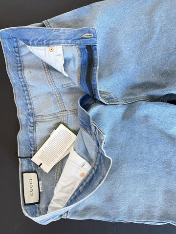 Gucci Men's Stone Bleach Washed Light Blue Jeans 38 US (54 Euro) 623953 4003 NWT