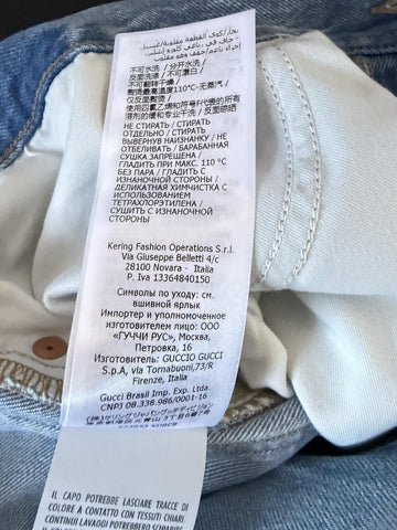 Gucci Men's Stone Bleach Washed Light Blue Jeans 38 US (54 Euro) 623953 4003 NWT