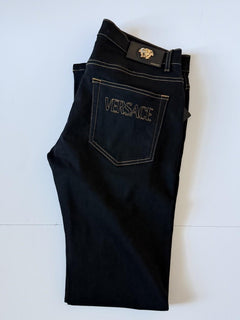 Versace Men’s Black Stretch Denim Jeans Size 33 US 1011841 NWT $950