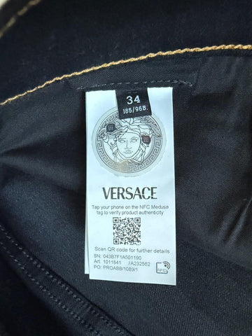 Versace Men’s Black Stretch Denim Jeans Size 34 US 1011841 NWT $950