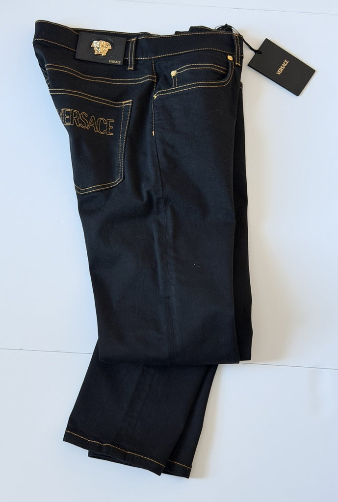 Versace Men’s Black Stretch Denim Jeans Size 35 US 1011841 NWT $950