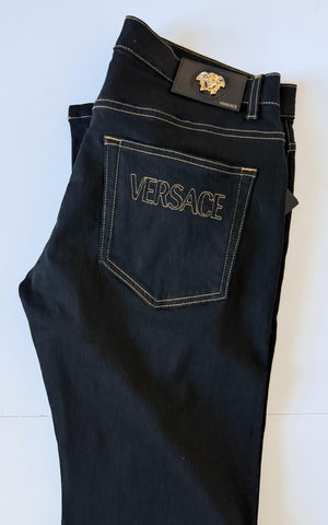 Versace Men’s Black Stretch Denim Jeans Size 35 US 1011841 NWT $950