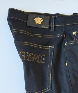 Versace Men’s Black Stretch Denim Jeans Size 35 US 1011841 NWT $950