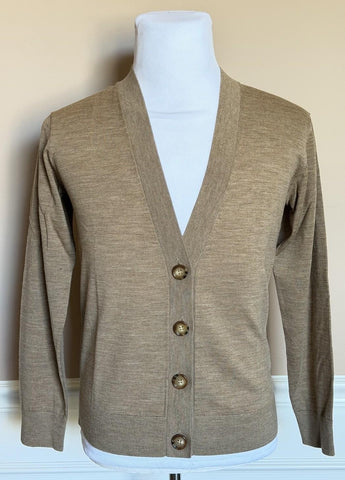 Burberry Tulip Wool Camel Melange Cardigan Sweater Small 8112078 NWT $945