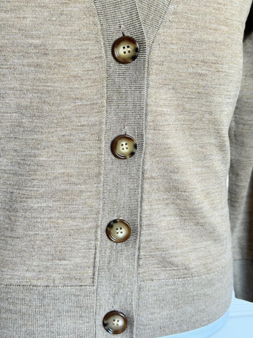 Burberry Tulip Wool Camel Melange Cardigan Sweater Small 8112078 NWT $945
