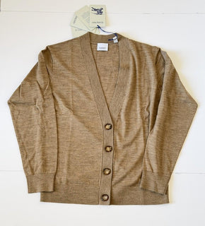 Burberry Tulip Wool Camel Melange Cardigan Sweater Small 8112078 NWT $945