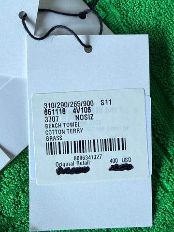 Bottega Veneta Green Cotton Bath/Beach Towel 70 x 39.5 Italy 651118 NWT  $400