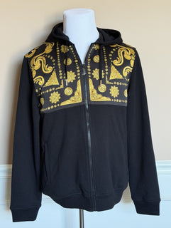 Versace Men’s Medusa Print Zip Hoodie Sweatshirt Black/Gold Large 1021515 NWT