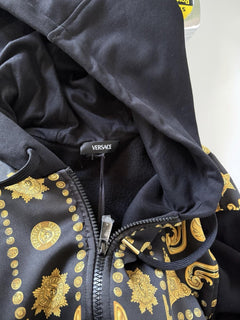 Versace Men’s Medusa Print Zip Hoodie Sweatshirt Black/Gold Large 1021515 NWT