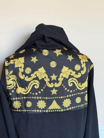 Versace Men’s Medusa Print Zip Hoodie Sweatshirt Black/Gold Large 1021515 NWT