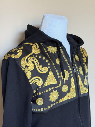 Versace Men’s Medusa Print Zip Hoodie Sweatshirt Black/Gold Large 1021515 NWT