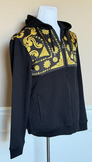 Versace Men’s Medusa Print Zip Hoodie Sweatshirt Black/Gold Large 1021515 NWT