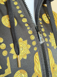 Versace Men’s Medusa Print Zip Hoodie Sweatshirt Black/Gold Large 1021515 NWT