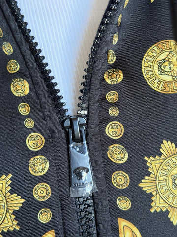 Versace Men’s Medusa Print Zip Hoodie Sweatshirt Black/Gold Large 1021515 NWT