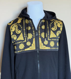 Versace Men’s Medusa Print Zip Hoodie Sweatshirt Black/Gold Large 1021515 NWT