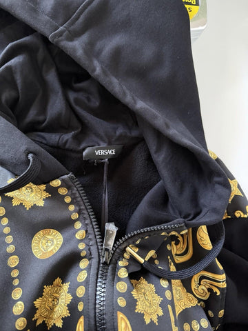 Versace Men’s Medusa Print Zip Hoodie Sweatshirt Black/Gold 5XL 1021515 NWT