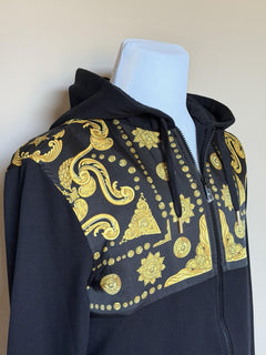 Versace Men’s Medusa Print Zip Hoodie Sweatshirt Black/Gold 5XL 1021515 NWT