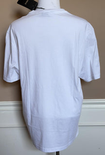 Versace Greek Key Print Cotton Jersey T-Shirt White/Coral 3XL 1014427 NWT