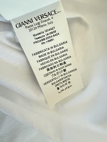 Versace Greek Key Print Cotton Jersey T-Shirt White/Coral 3XL 1014427 NWT